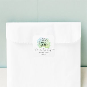 Logo green brushstroke typography hair makeup square sticker