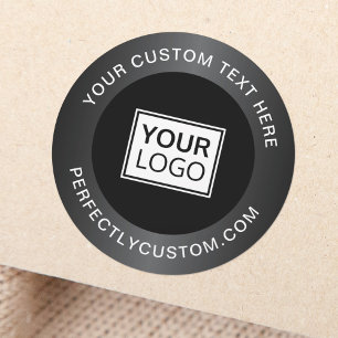 Logo grey satin gradient border business thank you classic round sticker