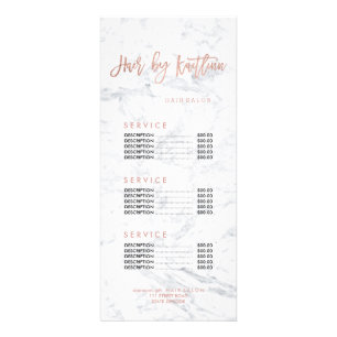 logo hair faux gold marble price list 2 rack card