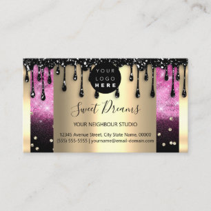 Logo Hair Makeup Nails Drip SPA QRCode Pink Business Card