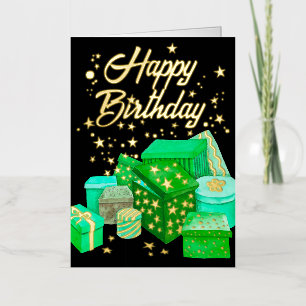 Logo Hand Painted Green Gifts Business Birthday Foil Holiday Card