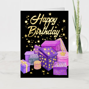 Logo Hand Painted Purple Gifts Business Birthday Foil Holiday Card