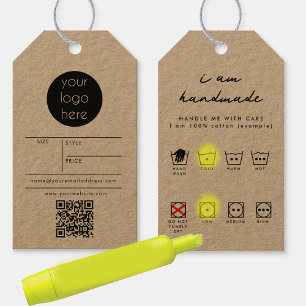 Logo Hang Tag Price Clothing Care Hand Made Kraft
