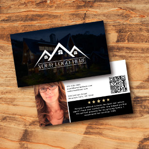 Logo Headshot QR Code Review Real Estate Agent  Business Card
