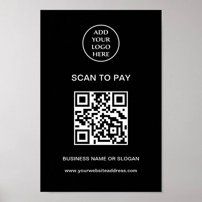 Logo Here Business Company Corporate Scan To Pay Poster (Front)