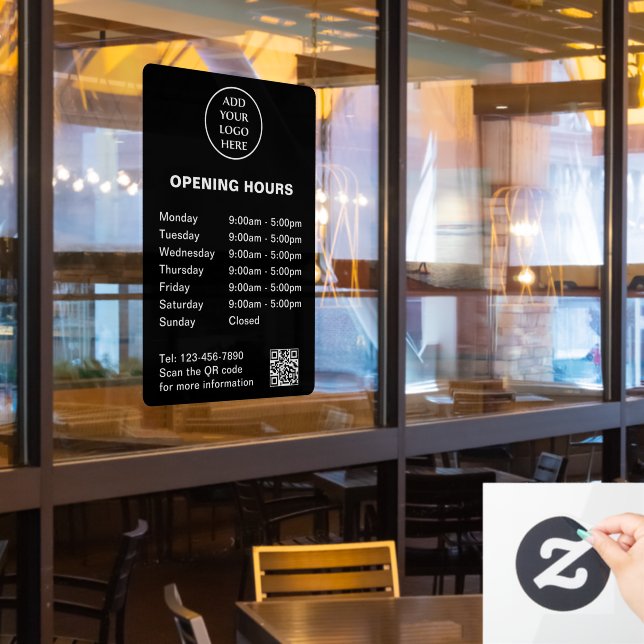 Logo Here Store Hours Corporate QR Code Company (Restaurant Window)