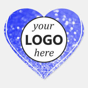 Logo Image Template Blue Glitter Sparkle Stars Heart Sticker