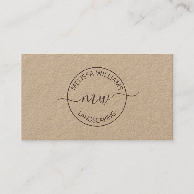  Logo Initials Kraft Business Card (Front)