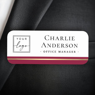 Logo large name title burgundy border elegant tag