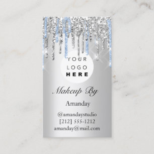 Logo Lashes Extension Makeup Artist Silver Business Card