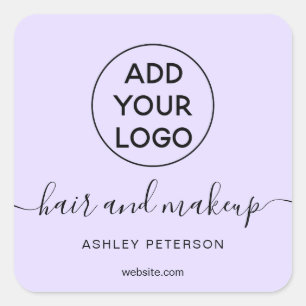 Logo lavender simple pastel purple hair makeup square sticker