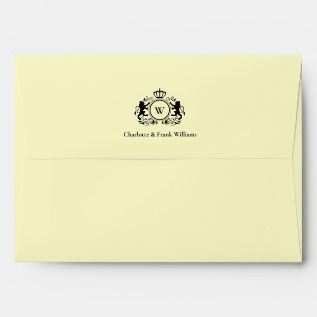 Logo Lion Monogram Elegant Lightyellow Envelope (Back (Top Flap))