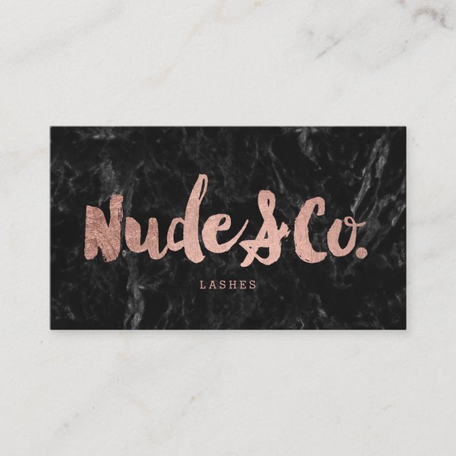 Logo loyalty rose gold typography  black marble (Front)