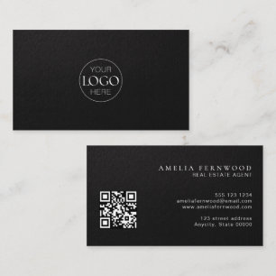 Logo   Luxury Leather Real Estate QR Code Business Card
