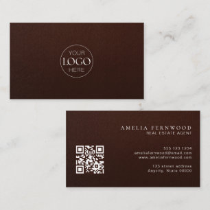Logo   Luxury Leather Real Estate QR Code Business Card
