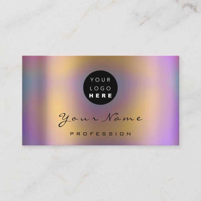 Logo Makeup Artist Hair Nails Abstract Holograph Business Card (Front)