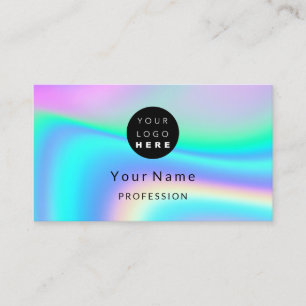 Logo Makeup Artist Hair Nails Holograph Pink Business Card