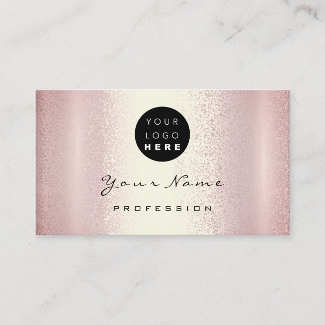 Logo Makeup Artist Hair Nails Rose Pink Modern Business Card (Front)