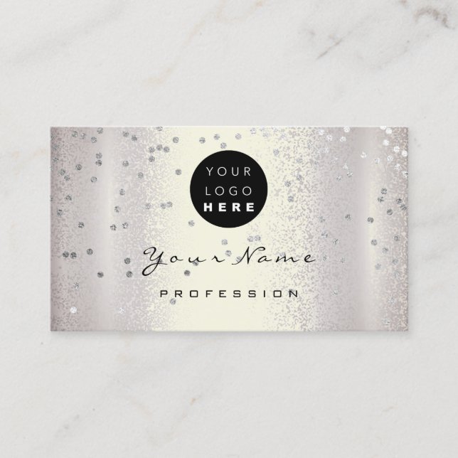 Logo Makeup Artist Hair Nails Smoky Silver Grey Business Card (Front)