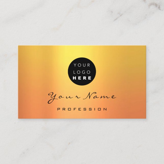 Logo Makeup Artist Hair Nails Yellow Orange Business Card (Front)
