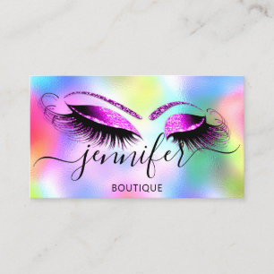 Logo Makeup Boutique Lash Studio Holograph Hot Business Card