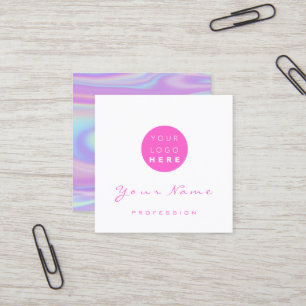 Logo Makeup Hair Nail Floral Holograph White Square Business Card