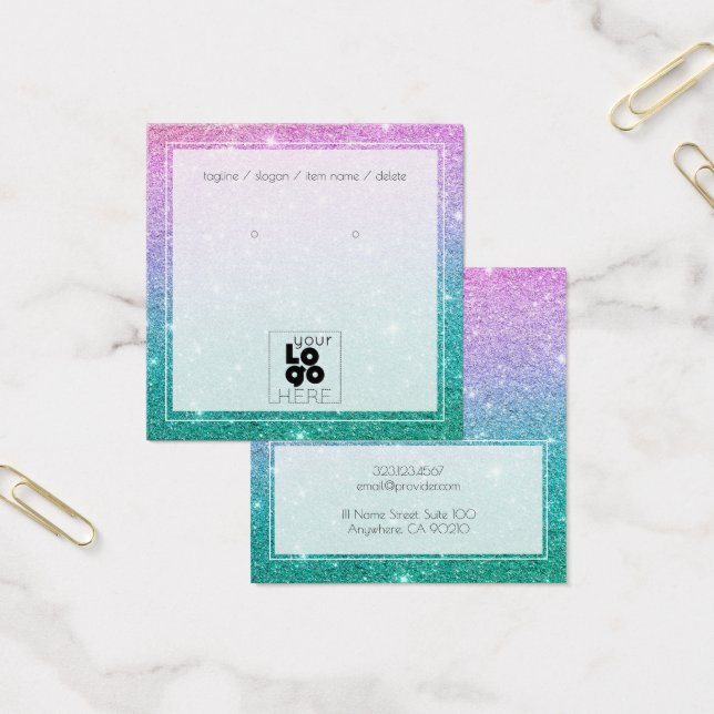 Logo Mermaid Ombre Glitter Earring Display Card (Office)