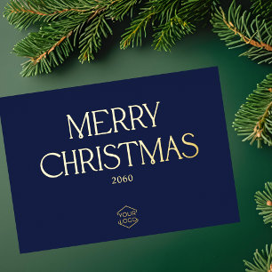 Logo Merry Christmas Business Corporate Navy Blue