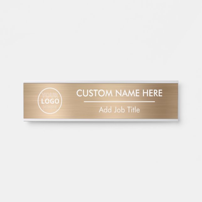 Logo Metallic Gold Employee Name Door Sign (Front)