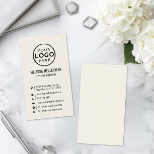Logo Minimal Modern Vertical Ivory Business Card
