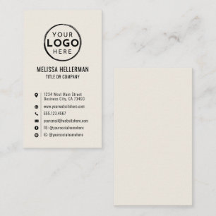 Logo Minimal Modern Vertical Ivory Business Card