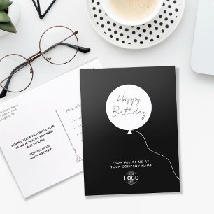 Logo Minimalist Black White Business Birthday Postcard