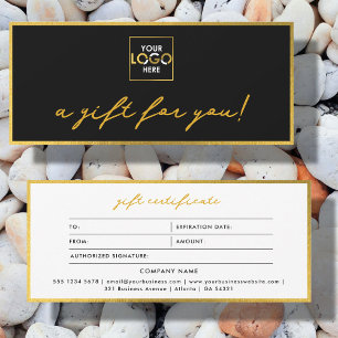 Logo Minimalist Gold & Black Gift Certificate