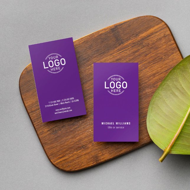 Logo Minimalist Purple Modern Sleek Custom Business Card (Creator Uploaded)