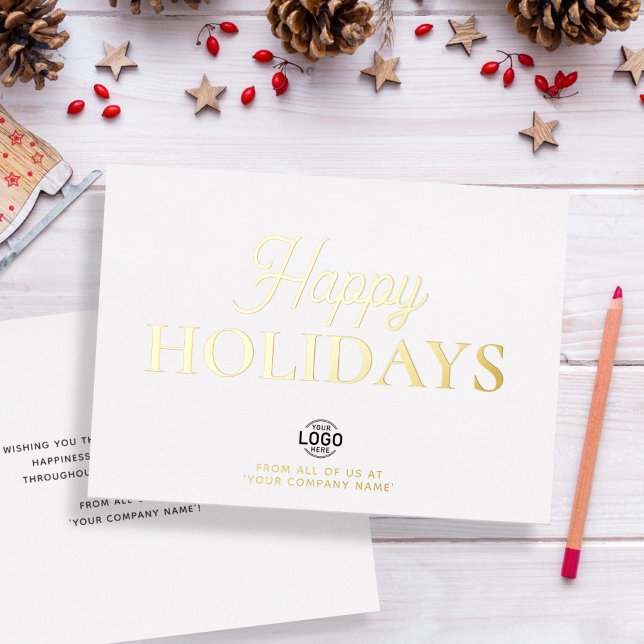 Logo Minimalist White Business Holiday Card (Creator Uploaded)