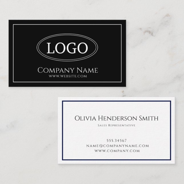 Logo Minimalistic Black & White  Business Card (Front/Back)