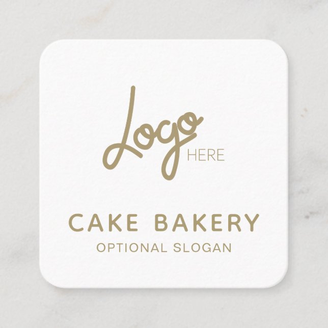 Logo Modern Bakery Business Card Gold White (Front)