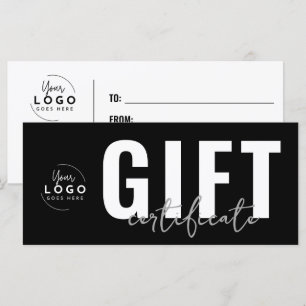 Logo Modern Black Business Gift Certificate