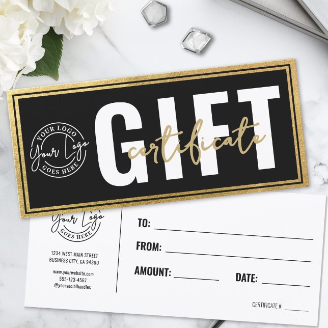 Logo Modern Black Gold Business Gift Certificate (Logo Modern Black Gold Business Gift Certificate )