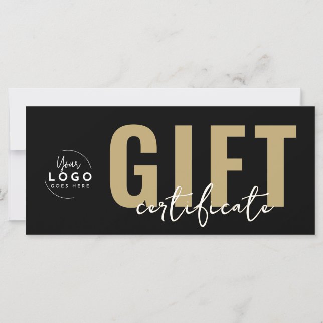 Logo Modern Black Gold Business Gift Certificate (Front)