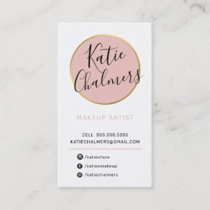 LOGO modern chic pretty gold blush pink black Business Card