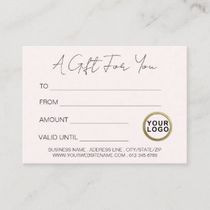 Logo Modern Minimalist Blush Pink Gift Certificate