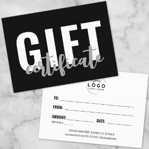 Logo Modern Script Business Gift Certificate Card