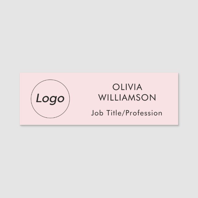 Logo Name Job Title Professional Blush Pink Tag (Front)