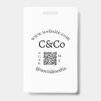 logo name letter company social media website QR  ID Badge