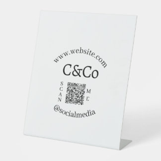 logo name letter company social media website QR  Pedestal Sign