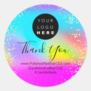 Logo Name Thank You Colour Therapy Holograph Classic Round Sticker