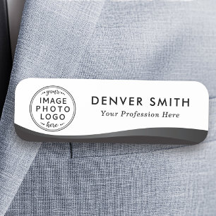 Logo name title black white dark gradient name tag