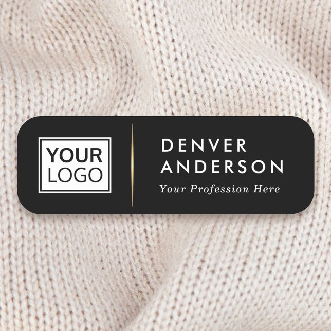 Logo name title golden gradient divider black tag (Logo name title golden gradient divider black name tag)