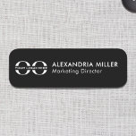 Logo Name Title Name Tag<br><div class="desc">Represent your business in style by supplying new hires and staff with modern professional custom logo plastic rectangular name tags, available with your choice of pin or magnetic backing. All text on template is easy to personalise. Black and white design features your company logo with employee’s first and last name,...</div>